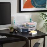 IRIS USA 12 Qt. Plastic Storage Bins Containers with Lids, 4 Pack, Sensory Bin, Craft Storage, Craft Organizers and Storage, Organizing Container for Home, Office and Art Supplies, Stackable, Clear