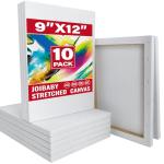 Stretched Canvas for Painting,10Pack 9X12 Inch Stretched White Blank Canvas,8 Oz Triple Primed 5/8" Profile Stretched Canvas,100% Cotton,Canvases for Painting, for Acrylics, Oils