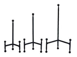 Deco 79 Metal Display Easel Tabletop Easel with Ball Details, Set of 3 Display Stand 12", 10", 8"H, Black
