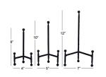 Deco 79 Metal Display Easel Tabletop Easel with Ball Details, Set of 3 Display Stand 12", 10", 8"H, Black