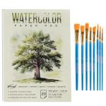 Watercolor Paper Pad, 20 Sheets Watercolor Pad with 8 Paint Brushes, Painting Paper for Watercolors, Sketch, Journal