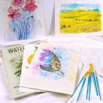 Watercolor Paper Pad, 20 Sheets Watercolor Pad with 8 Paint Brushes, Painting Paper for Watercolors, Sketch, Journal