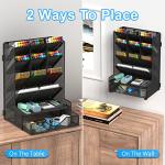 Pen Organizer for Desk, Multi-Functional Desk Organizer, Wall Mount Pen Holder with Drawer for School, Office, Home, Art Supplies, Black