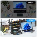 Pen Organizer for Desk, Multi-Functional Desk Organizer, Wall Mount Pen Holder with Drawer for School, Office, Home, Art Supplies, Black