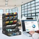 Pen Organizer for Desk, Multi-Functional Desk Organizer, Wall Mount Pen Holder with Drawer for School, Office, Home, Art Supplies, Black