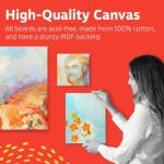 Artlicious Canvases for Painting - Pack of 12, 4 x 4 Inch Blank White Canvas Boards - 100% Cotton Art Panels for Oil, Acrylic & Watercolor Paint