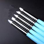 Zuoyou 5 pcs/Set Soft Pottery Clay Tool Silicone & Stainless Steel Two Head Sculpting Polymer Modelling Shaper Art Tools Blue