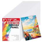 BAKEYBA 24 Pack, 8x10 Inch Painting Canvas Panels White Blank Canvas Boards 100% Cotton Art Supplies for Acrylics Oil Watercolor Tempera Paints