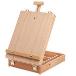 DEAYOU Wood Tabletop Easel Storage Box, Beechwood Portable Sketchbox for Painting, Adjustable Wooden Desktop Drawing Easel Case for Art Supplies, Painters, Adult, Student, Artist, Beginner
