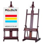 MEEDEN Art Painting Easel, Beech Wood Studio Easel 53" to 91"H, Holds Canvas to 78", Large Professional H-Frame Easel Stand with Storage Tray, Adjustable Floor Easel for Artists & Adults, Deep Walnut