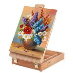DEAYOU Wood Tabletop Easel Storage Box, Beechwood Portable Sketchbox for Painting, Adjustable Wooden Desktop Drawing Easel Case for Art Supplies, Painters, Adult, Student, Artist, Beginner