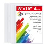 Simetufy 4 Pack 8x10 Inch Canvas Boards Canvas Panels-Gesso Primed Acid-Free 100% Cotton Blank for Acrylics Oil Watercolor Tempera Paint