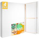 Pre Stretched Canvases for Painting 30x40 4 Pack Large Blank Canvas Boards for Acrylic Pouring and Oil Painting, 100% Cotton, 5-Time Gesso Primed