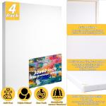 Pre Stretched Canvases for Painting 30x40 4 Pack Large Blank Canvas Boards for Acrylic Pouring and Oil Painting, 100% Cotton, 5-Time Gesso Primed