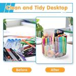 Mefirt Acrylic Pen Holder, 360 Degree Rotating Pen Organizer, Rotating Desk Acrylic Office Organizer with 6 Compartments, Marker Organizer for Kid, Crayon Caddy School Art Supply Storage Organizer
