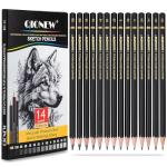 Qionew Professional Sketching Pencil for Drawing,14 Pack, Graphite Pencils, (12B-5H), Art Pencils for Drawing and Shading, Sketching, Ideal for Beginners & Pro Artists