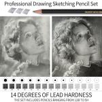 Qionew Professional Sketching Pencil for Drawing,14 Pack, Graphite Pencils, (12B-5H), Art Pencils for Drawing and Shading, Sketching, Ideal for Beginners & Pro Artists