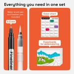 ARTISTRO 24 Watercolor Markers with Flexible Brush Pens for Pros & Beginners - Consistent, Smooth, Washable, Non-Toxic, Ideal for Coloring, Calligraphy, & Manga