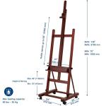 VISWIN Extended Large H-Frame Easel for Painting, Adjustable Beech Wood Artist Easel Stand with 4 Wheels & Storage Tray, Foldable Art Easel Floor for Adults, Hold Canvas up to 93" - W