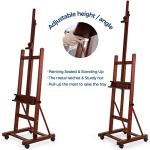 VISWIN Extended Large H-Frame Easel for Painting, Adjustable Beech Wood Artist Easel Stand with 4 Wheels & Storage Tray, Foldable Art Easel Floor for Adults, Hold Canvas up to 93" - W