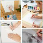 Blending Stumps for Drawing, 44 Pcs Blending Sponge Pen with 40 Pcs Replacement Sponge Oil Pastel Blending-Tools for Highlighting, Shadowing, and Correcting Drawing