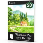 Koncci Watercolor Paper Pad (8.3"x11.7"-A4), 20 Sheets Watercolor Sketchbook, 140lb/300gsm, Glue Bound, Natural White, Cold Press & Acid-Free Water Color Paper for Adults Kids Beginner Students