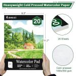 Koncci Watercolor Paper Pad (8.3"x11.7"-A4), 20 Sheets Watercolor Sketchbook, 140lb/300gsm, Glue Bound, Natural White, Cold Press & Acid-Free Water Color Paper for Adults Kids Beginner Students