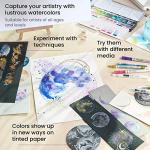 ARTEZA Watercolor Paint Set, 24 Metallic Watercolor Paints, Glitter Watercolor Paint in Half Pans, Travel Watercolor Set