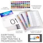 CHROMATEK 54 Watercolor Pens Set | Including 15 Page Pad & Online Video Tutorial Series | 4 Aquapens & 50 Unique Colors | Real Brush Pens | Easily Blendable, Vivid, Smooth | Professional Art Supplies