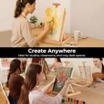 VISWIN Heavy-Duty Table Top Easel for Painting, Adjustable Beech Wood Tabletop Easel, Hold Canvas up to 23”, Portable Art Desktop Easel Stand for Adults, Artists, Beginners – Natural