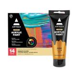 ARTEZA Acrylic Paint Set of 14 Colors, 4.06 Ounce Tubes, Non-Toxic Acrylic Artist Paints. Art Supplies for Painting