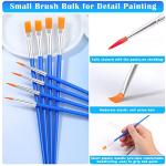 Small Paint Brushes Bulk, Anezus 50 Pcs Flat Tip Paint Brushes with Round Acrylic Paint Brushes Set Craft Brushes for Classroom Acrylic Watercolor Canvas Face Painting Touch Up