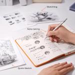 Nicpro 2 PCS Mechanical Pencil 0.5mm & 0.7 mm with Case, MP1000 Metal Artist Pencil Set with 6 Tubes HB Lead Refills, 3 Erasers, 9 Eraser Refills For Art Writing Drafting, Drawing, Sketch, Silver