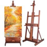 Somime H-Frame Studio Easel, Solid Beechwood Artist Easel with Storage Drawer, Adjustable Wooden Painting Easel Holding Canvas up to 78" High, Walnut