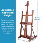 Somime H-Frame Studio Easel, Solid Beechwood Artist Easel with Storage Drawer, Adjustable Wooden Painting Easel Holding Canvas up to 78" High, Walnut