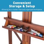 Somime H-Frame Studio Easel, Solid Beechwood Artist Easel with Storage Drawer, Adjustable Wooden Painting Easel Holding Canvas up to 78" High, Walnut