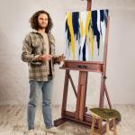 Somime H-Frame Studio Easel, Solid Beechwood Artist Easel with Storage Drawer, Adjustable Wooden Painting Easel Holding Canvas up to 78" High, Walnut