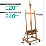 Mont Marte Painting Easel Large Easel for Painting, Studio Easel w/castors Beech Wood