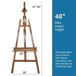 Somime Large A-Frame Basic Studio Easel - Adjustable Solid Beech Wood Artist Easel with Brush Storage Tray, Floor Wooden Easel Stand for Painting Canvas, Brown