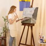 Somime Large A-Frame Basic Studio Easel - Adjustable Solid Beech Wood Artist Easel with Brush Storage Tray, Floor Wooden Easel Stand for Painting Canvas, Brown
