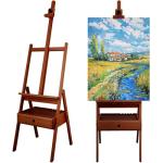 Somime Large Wooden H-Frame Studio Easel, Solid Beechwood Easel Stand with Storage Drawer, Height Adjustable to 34Inches High, Suitable for Painting, Sketching and Displaying, Walnut