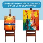 Somime Large Wooden H-Frame Studio Easel, Solid Beechwood Easel Stand with Storage Drawer, Height Adjustable to 34Inches High, Suitable for Painting, Sketching and Displaying, Walnut