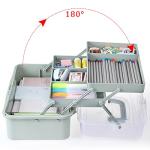BTSKY 3-Layer Plastic Dividing Storage Craft Organizer with Adjustable Spacers and Portable Handled Multipurpose Home Utility Box for Medicine, Sewing and Art Supply
