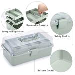 BTSKY 3-Layer Plastic Dividing Storage Craft Organizer with Adjustable Spacers and Portable Handled Multipurpose Home Utility Box for Medicine, Sewing and Art Supply