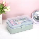 BTSKY 3-Layer Plastic Dividing Storage Craft Organizer with Adjustable Spacers and Portable Handled Multipurpose Home Utility Box for Medicine, Sewing and Art Supply