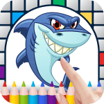 Sharks Color by Number - Free Pixel Art Game - Coloring Book Pages - Happy, Creative & Relaxing - Paint & Crayon Palette - Zoom in & Tap to Color - Share Creations with Friends!