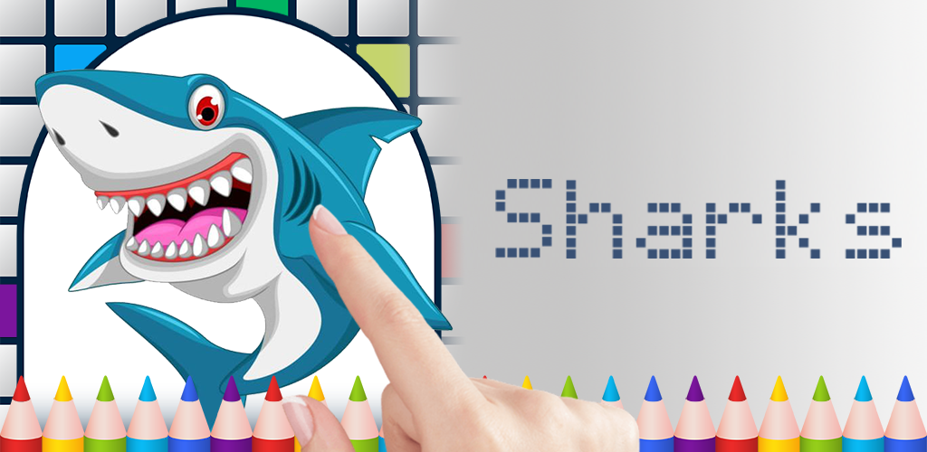 Sharks Color by Number - Free Pixel Art Game - Coloring Book Pages - Happy, Creative & Relaxing - Paint & Crayon Palette - Zoom in & Tap to Color - Share Creations with Friends!