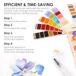 Grabie Watercolor Paint Set, 56 Colors Handheld Watercolor Paint with Water Brush Pen, Palette and Removable Sponge, Portable Watercolor Set for Artist Beginner and Professional