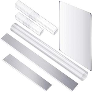 4 Pieces Polymer Clay Cutter Tools Acrylic Solid Clay Roller Pin Clear Sheet Rectangle Shape Backing Board Flexible Polymer Cutters Carbon Steel Blades for DIY Shaping Modelling Sculpting