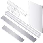 4 Pieces Polymer Clay Cutter Tools Acrylic Solid Clay Roller Pin Clear Sheet Rectangle Shape Backing Board Flexible Polymer Cutters Carbon Steel Blades for DIY Shaping Modelling Sculpting